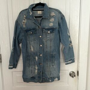 Caution to the Wind Distressed Jean Jacket Size Small